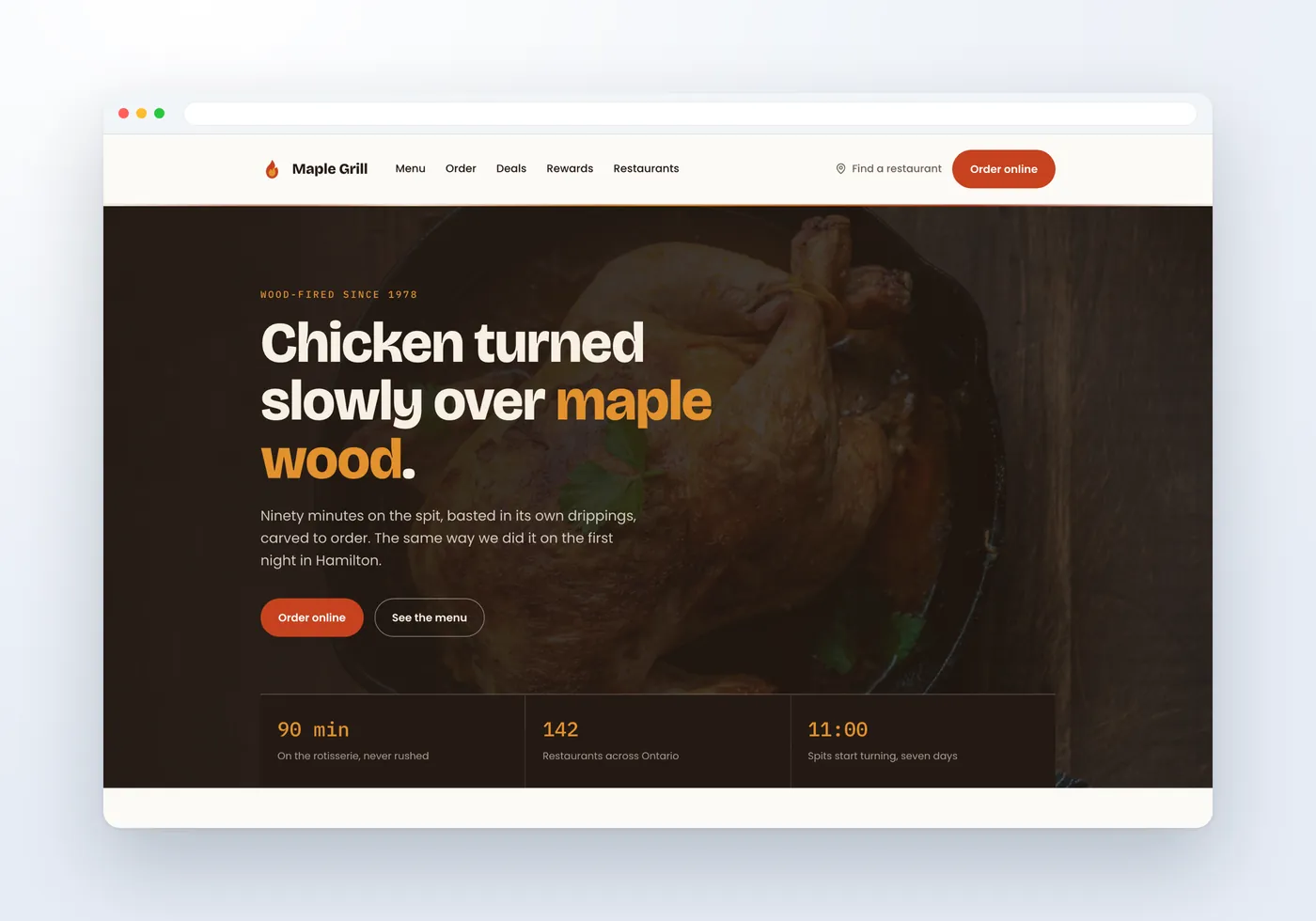 Интерфейс проекта Maple Grill в макете устройства